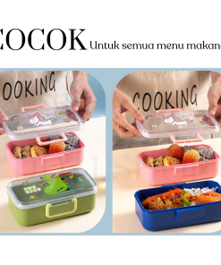 Alternative view of Tempat Makan Anak Lunch Box Set Kotak Bekal Karakter Lucu Anti Tumpah Tahan Panas Bisa Masuk Microwave