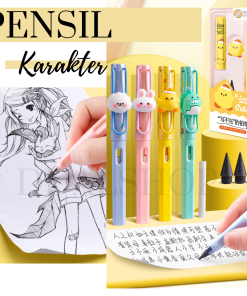 Pensil Lucu Pencil Sketsa Unik Alat Tulis Perlengkapan Sekolah Anak Anti Patah Incl. Penghapus