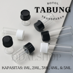 Botol Kosong Essens Cairan Serum Skincare Oil Medis Bottle Kaca Transparan Size 1ml 2ml 3ml 4ml 5ml