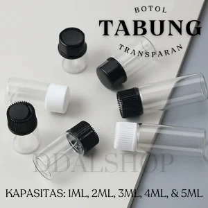 Botol Kosong Essens Cairan Serum Skincare Oil Medis Bottle Kaca Transparan Size 1ml 2ml 3ml 4ml 5ml