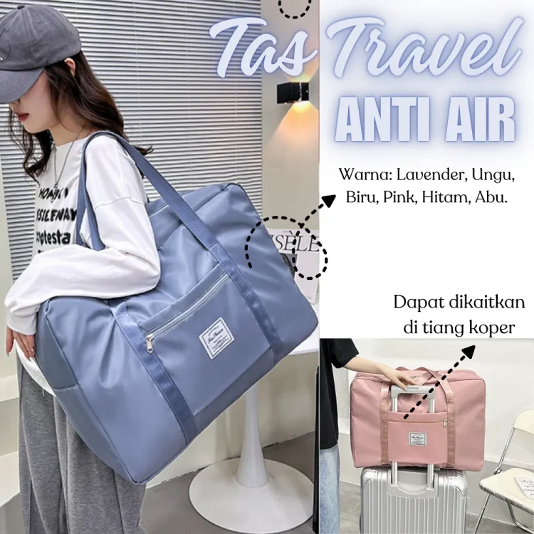 Tas Polos Travel Wanita Bag Jumbo Lipat Anti Air Cocok Untuk Travelling Sport Olahraga