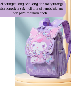 Tas Ransel Anak Perempuan Tas Sekolah Bergambar Sanrio Kuromi Hello Kitty Ransel Anti-Air Bahan Nilon - Gambar 9