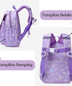 Tas Ransel Anak Perempuan Tas Sekolah Bergambar Sanrio Kuromi Hello Kitty Ransel Anti-Air Bahan Nilon - Gambar 7