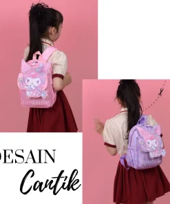 Alternative view of Tas Ransel Anak Perempuan Tas Sekolah Bergambar Sanrio Kuromi Hello Kitty Ransel Anti-Air Bahan Nilon