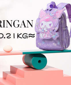 Tas Ransel Anak Perempuan Tas Sekolah Bergambar Sanrio Kuromi Hello Kitty Ransel Anti-Air Bahan Nilon - Gambar 6
