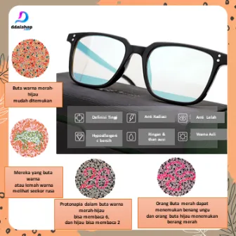 Kacamata Buta Warna merah hijau Enchroma untuk Pria dan Wanita  Bingkai Penuh TR90