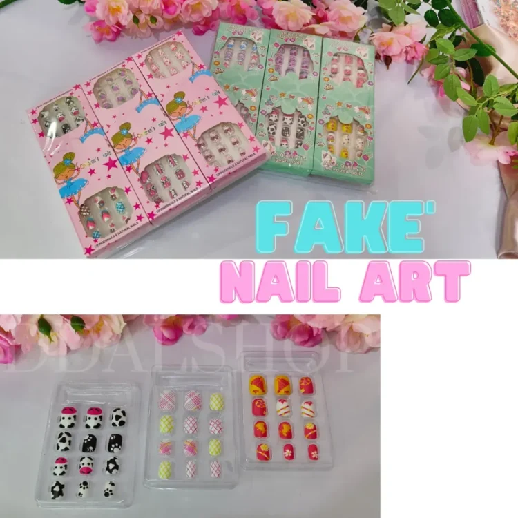 Nail Art Kuku Palsu Fake Tahan Lama Include Lem Gel Stiker Mainan Anak-anak