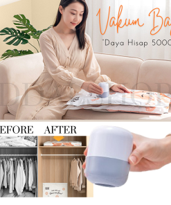 Vacum Baju Portable Mesin Vacuum Bag Travelling Vakum Pakaian Electric Listrik 220V 40W