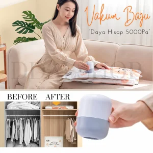 Vacum Baju Portable Mesin Vacuum Bag Travelling Vakum Pakaian Electric Listrik 220V 40W