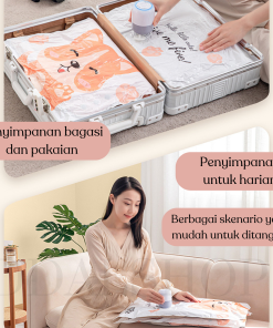 Vacum Baju Portable Mesin Vacuum Bag Travelling Vakum Pakaian Electric Listrik 220V 40W - Gambar 4