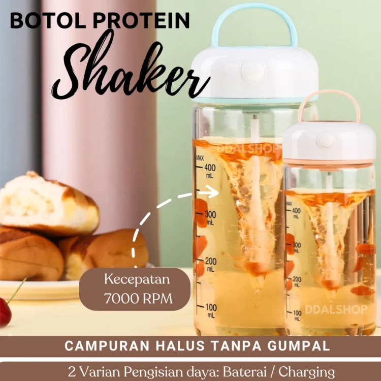 Botol Minum Portable Shaker Bottle Pengaduk Otomatis Botle Gym Protein Shake Anti Tumpah