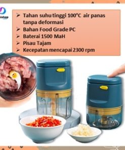 Blender Portable USB Mini Chopper Penggiling Daging Bumbu 3 Mata Pisau Baja Tahan Karat