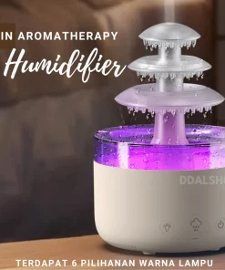 Humidifier Lampu Tidur Aromaterapi Pengatur Kelembapan Udara Aromatherapy Unik Bentuk Uap Air Hujan