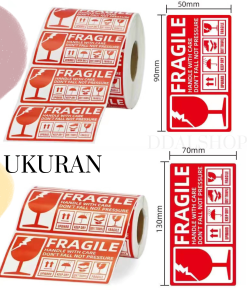 Stiker Label Fragile Pelindung Pengamanan Paket Fragil Sticker Tempel Ukuran 150*90MM 130* 70MM - Gambar 3