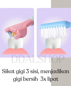 Sikat Gigi Anak Dewasa 2 In 1 Toothbrush Dental Care Pembersih Gigi Travel Portable Silikon Lembut - Gambar 6