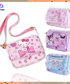 Tas Slempang Anak Perempuan Bag Selempang Resleting Jinjing Karakter Sanrio Kuromi Cinnamoroll Hello Kitty Melody Bahan PU