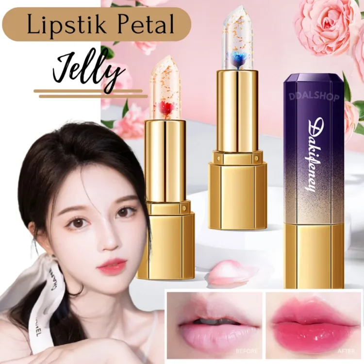 Lipstik Glossy Warna Tahan Lama Lip Balm Pelembab Bibir Pecah Dan Kering Lipstick Petal Jelly Cantik