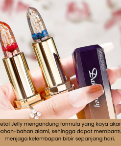 Lipstik Glossy Warna Tahan Lama Lip Balm Pelembab Bibir Pecah Dan Kering Lipstick Petal Jelly Cantik - Gambar 8