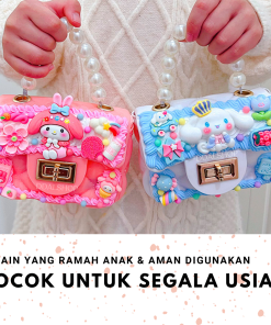 Tas Anak Perempuan Slingbag Mini Karakter Sanrio Kuromi Bag Pesta DIY Unik Lucu - Gambar 3