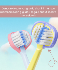 Alternative view of Sikat Gigi Anak 2 In 1 Toothbrush Toiletries Travel Kit Pembersih Gigi 3 Sisi Portable Bahan Silikon Bulu Sikat Halus Lembut Desain Korea