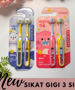 Sikat Gigi Anak 2 In 1 Toothbrush Toiletries Travel Kit Pembersih Gigi 3 Sisi Portable Bahan Silikon Bulu Sikat Halus Lembut Desain Korea