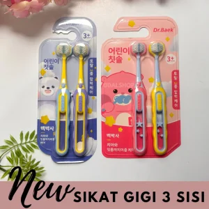 Sikat Gigi Anak 2 In 1 Toothbrush Toiletries Travel Kit Pembersih Gigi 3 Sisi Portable Bahan Silikon Bulu Sikat Halus Lembut Desain Korea