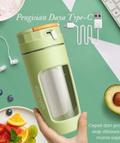 Blender Portable Juicer Buah Tumbler Travelling Blander 4 Mata Pisau Bahan Tritan Bpa Free Kapasitas 600Ml - Gambar 3