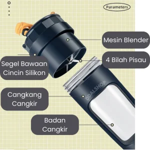 Blender Portable Juicer Buah 600ml BPA Free 4 Mata Pisau