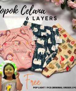 Popok celana Kain 6 LayersMotif Kartun Dapat Dicuci Untuk Toilet Training