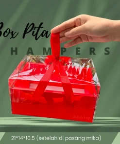 HardBox Aesthetic Box Gift Serbaguna Hampers Hari Raya Kotak Kemasan Tutup Mika Dengan Tali Pita