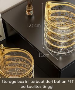 Rak Kosmetik Makeup Storage Box Putar Organizer Tempat Penyimpanan Aksesoris Aesthetic Akrilik - Gambar 5
