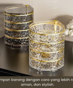 Rak Kosmetik Makeup Storage Box Putar Organizer Tempat Penyimpanan Aksesoris Aesthetic Akrilik - Gambar 7