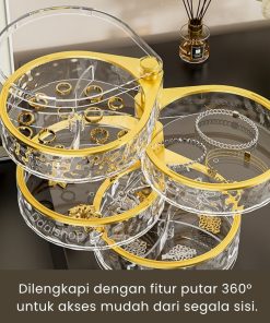 Rak Kosmetik Makeup Storage Box Putar Organizer Tempat Penyimpanan Aksesoris Aesthetic Akrilik - Gambar 4