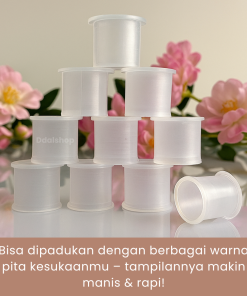 Bobbin Gulungan Tempat Pita Satin Bobin Spool Koker Bulat Plastik Roll Organizer Putih Transparan - Gambar 5