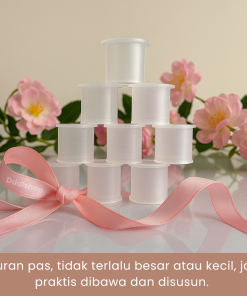 Bobbin Gulungan Tempat Pita Satin Bobin Spool Koker Bulat Plastik Roll Organizer Putih Transparan - Gambar 4
