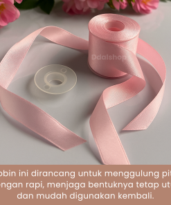 Bobbin Gulungan Tempat Pita Satin Bobin Spool Koker Bulat Plastik Roll Organizer Putih Transparan - Gambar 3