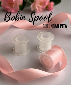 Bobbin Gulungan Tempat Pita Satin Bobin Spool Koker Bulat Plastik Roll Organizer Putih Transparan