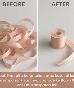 Alternative view of Bobbin Gulungan Tempat Pita Satin Bobin Spool Koker Bulat Plastik Roll Organizer Putih Transparan