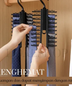 Alternative view of Hanger Rak Gantung Organizer Susun Dasi Scarf Ikat Pinggang Henger Mini Plastik Bisa Diputar 360derajat
