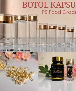 Botol Toples Wadah Obat Kapsul PS Food Grade Bening Tebal Seperti Kaca Tempat Vitamin Unik Aesthetic