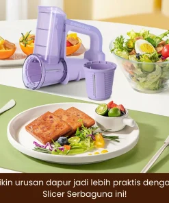 Alternative view of Pemotong Sayur Elektrik Slicer Parutan Multifungsi Pengiris Bawang, Kentang, Kol, Alat Salad Praktis, Alat Potong Serbaguna, Charger Type-C