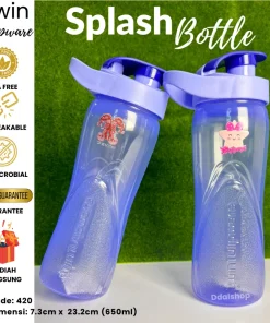 Botol Air Minum Sekolah Anti Bocor Tumpah Splash Bottle TwinTulipware 650ml BPA Free Tutup Flip