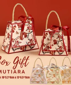 Box Gift Hampers Hidden Hantaran Seserahan Kotak Segitiga Hadiah Tertutup Motif Bunga Dengan Mutiara