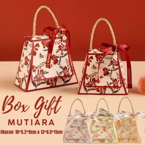 Box Gift Hampers Hidden Hantaran Seserahan Kotak Segitiga Hadiah Tertutup Motif Bunga Dengan Mutiara
