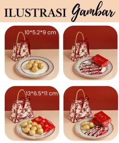 Alternative view of Box Gift Hampers Hidden Hantaran Seserahan Kotak Segitiga Hadiah Tertutup Motif Bunga Dengan Mutiara