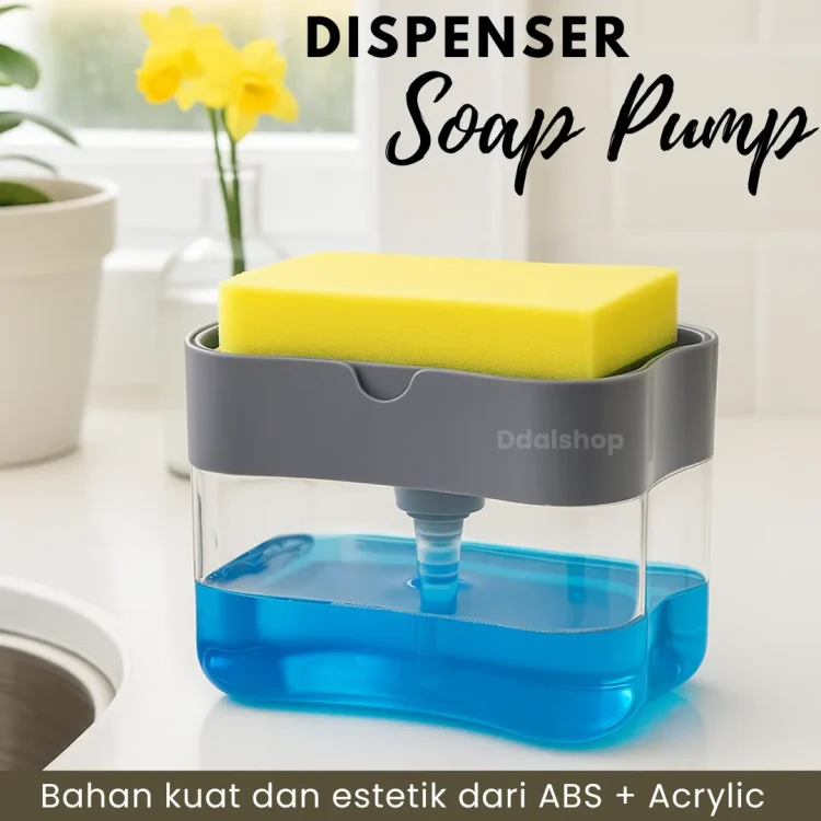 Dispenser sabun cuci piring cair 2 in 1 / holder spon tempat sabun cuci piring untuk peralatan dapur