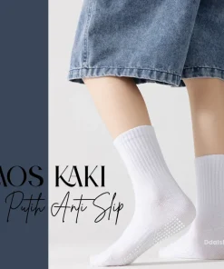 Kaos Kaki Sekolah Putih Polos Anti Slip Grip Kaus Tebal Halus untuk Anak SD SMP SMA Laki Perempuan