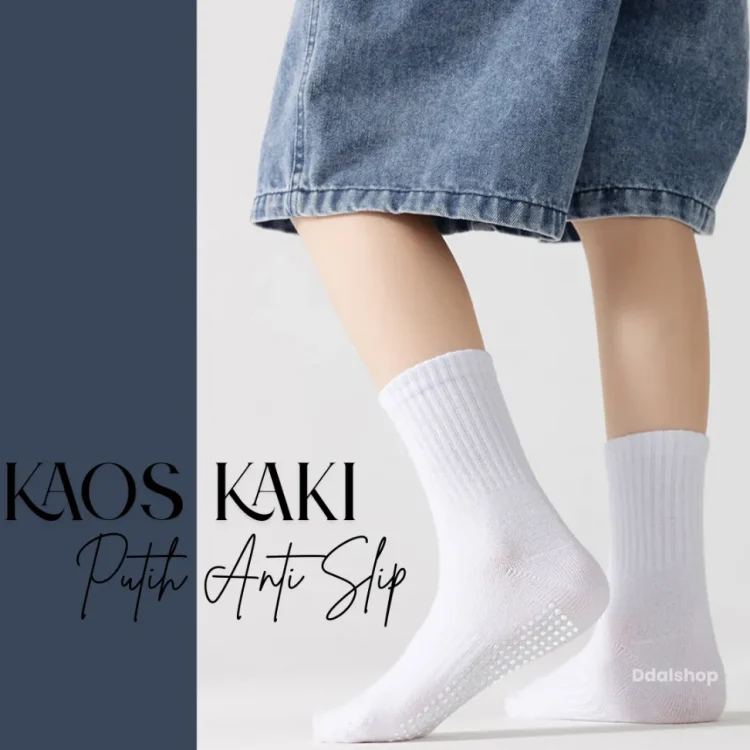 Kaos Kaki Sekolah Putih Polos Anti Slip Grip Kaus Tebal Halus untuk Anak SD SMP SMA Laki Perempuan