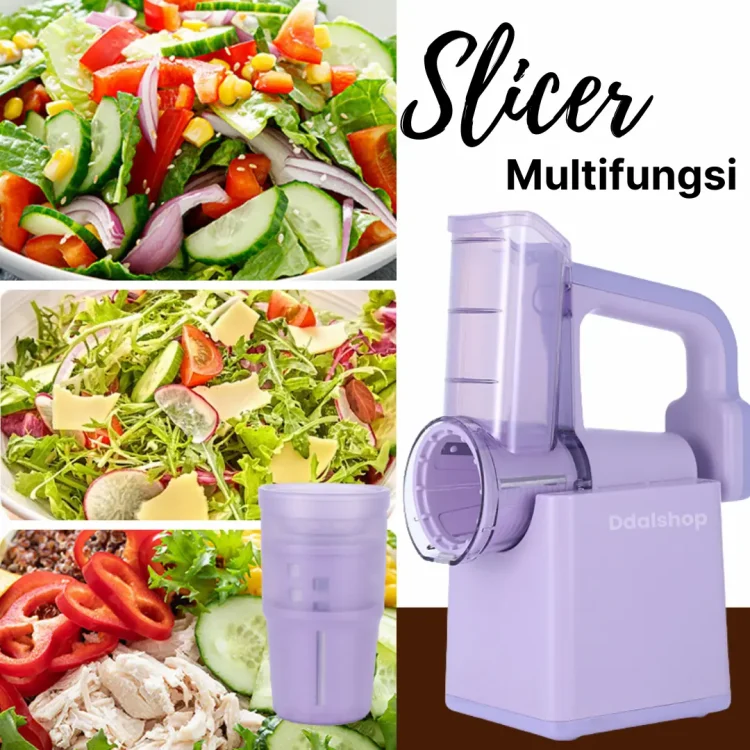 Pemotong Sayur Elektrik Slicer Parutan Multifungsi Pengiris Bawang, Kentang, Kol, Alat Salad Praktis, Alat Potong Serbaguna, Charger Type-C