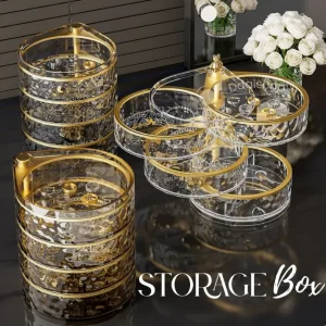 Rak Kosmetik Akrilik Aesthetic 4 Susun Putar – Tempat Makeup & Aksesoris Perhiasan Meja Ri